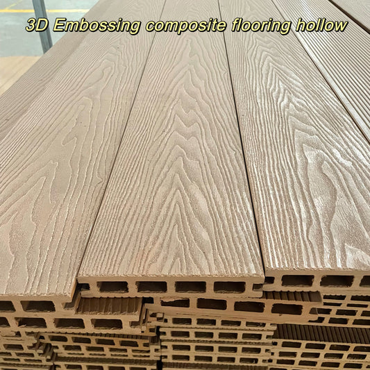 WPC outdoor flooring composite 3D embossing decking hollow